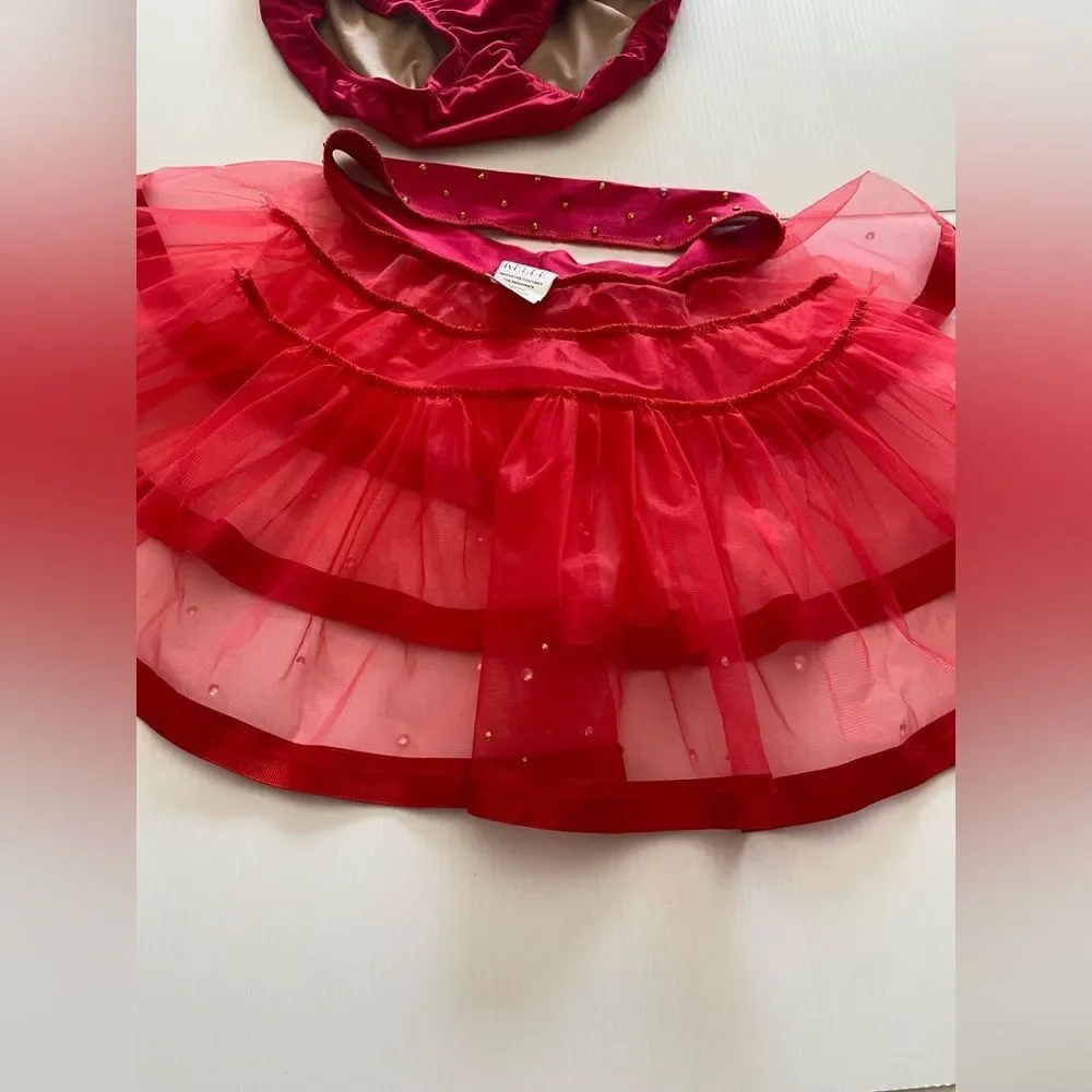 Kelle solo dance costume red sassy jazz feather FASHION FLOCK 5402 4389 SA